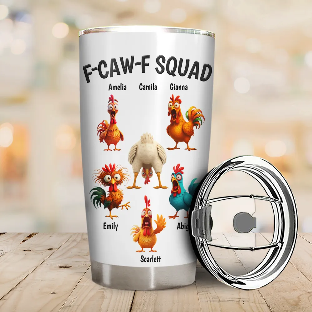 3D Effect Funny Chickens F-CAW-F Squad - Personalized Tumbler - Image 2