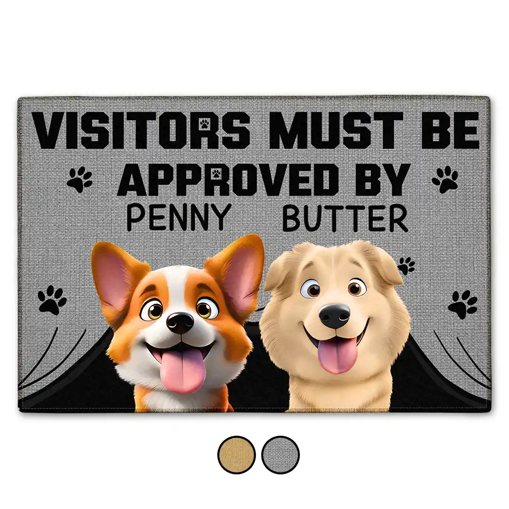 3D Effect Funny Dog Visitors Must Be Approved By Dog - Personalized Doormat - Image 2