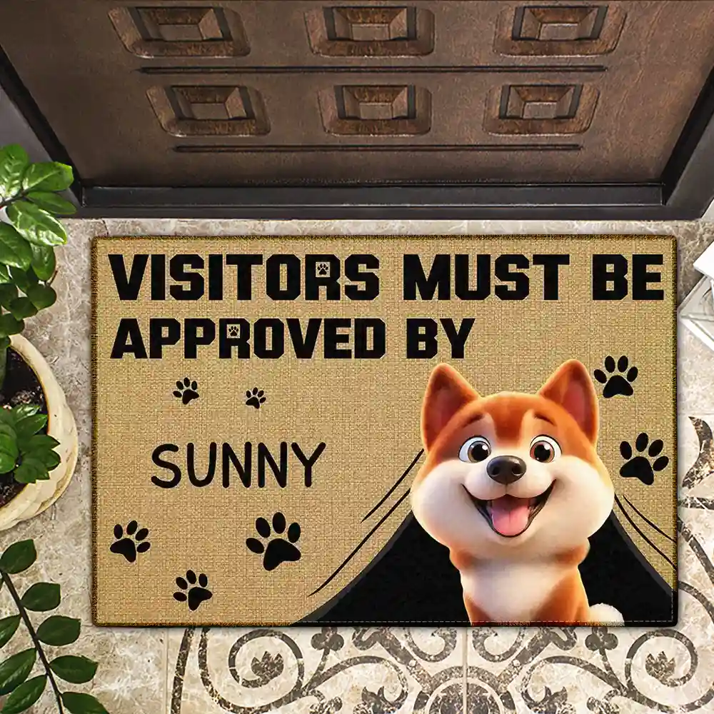 3D Effect Funny Dog Visitors Must Be Approved By Dog - Personalized Doormat - Image 3