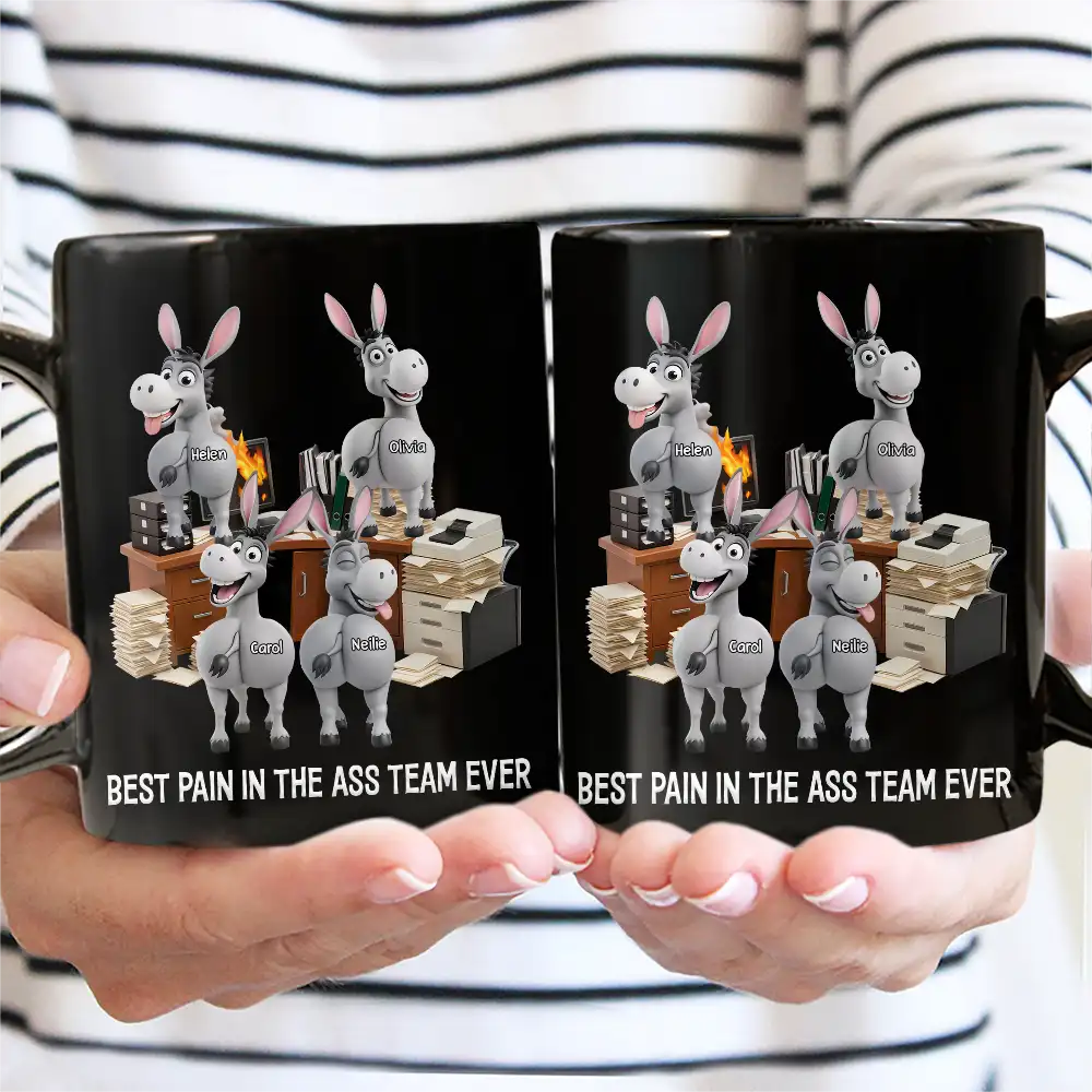 3D Effect Funny Donkey Coworkers Best Team Ever - Personalized Mug - Image 3