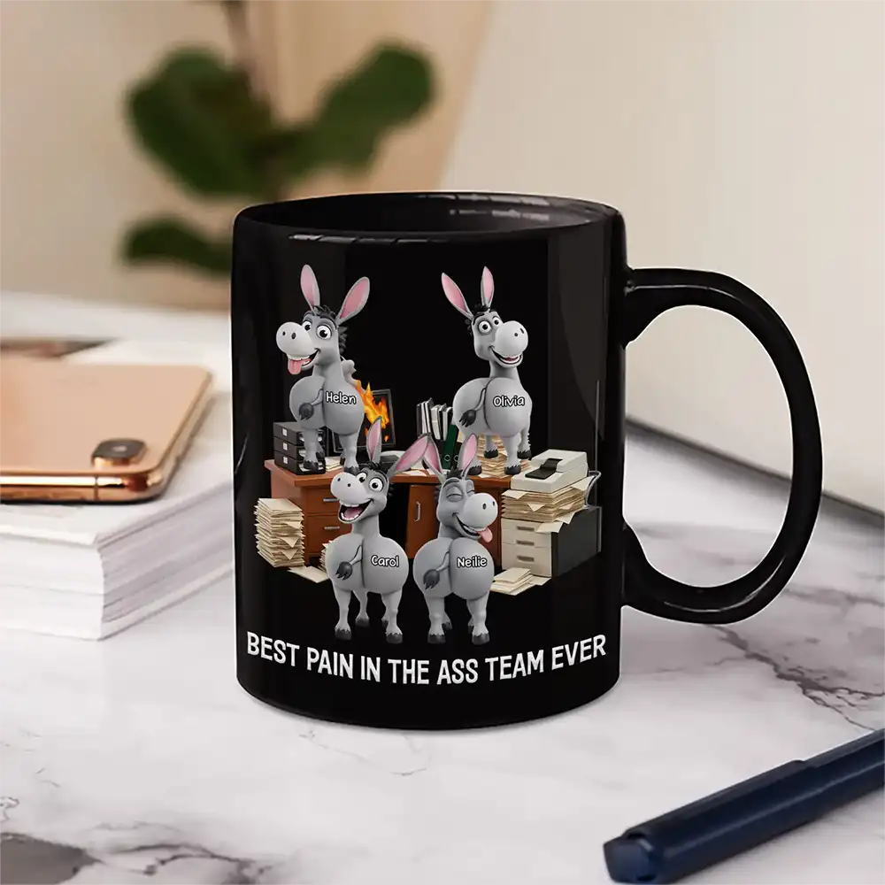 3D Effect Funny Donkey Coworkers Best Team Ever - Personalized Mug - Image 5