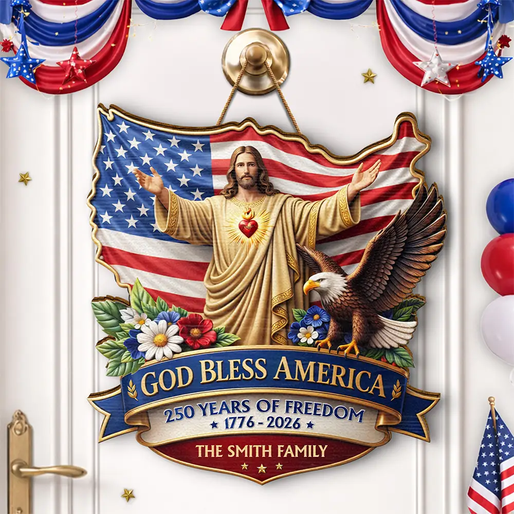 3D Effect God Bless America - Personalized Custom Shaped Wood Sign