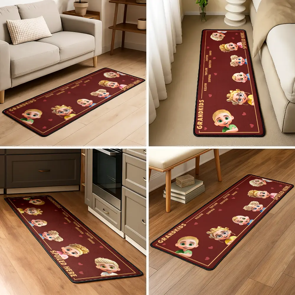 3D Effect Grandkids Spoiled Here - Personalized Runner Rug - Image 5