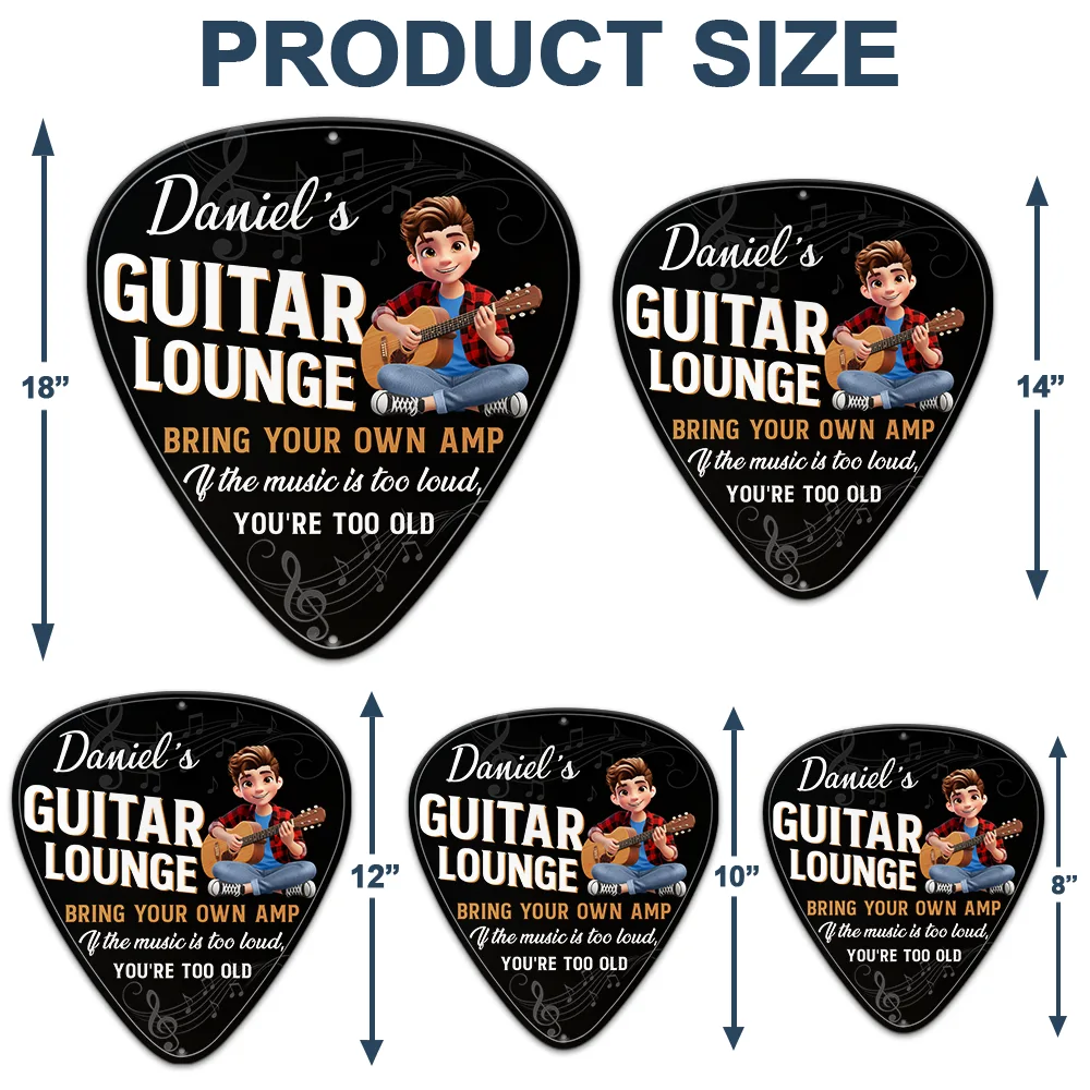 3D Effect Guitar Player Music Lounge - Personalized Custom Shaped Metal Sign - Image 4