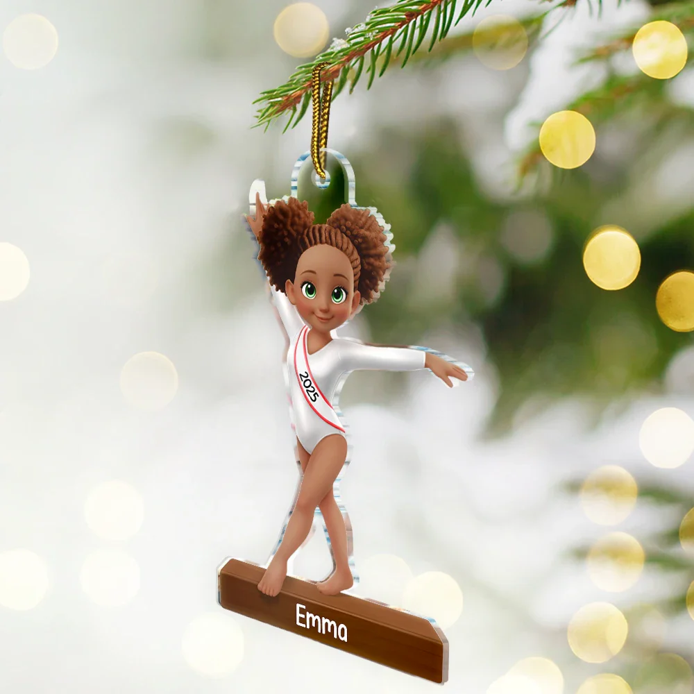 3D Effect Gymnastic Girl - Personalized Custom Shaped Acrylic Ornament - Image 2