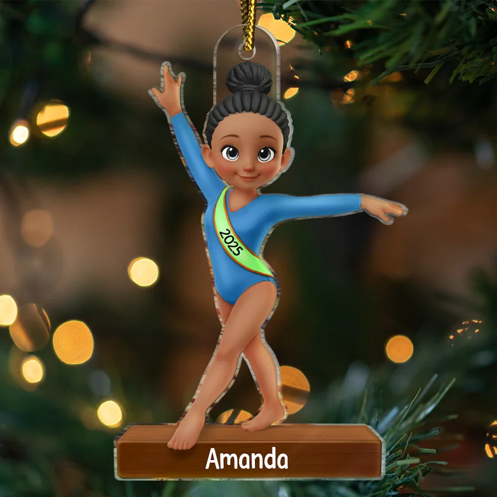 3D Effect Gymnastic Girl - Personalized Custom Shaped Acrylic Ornament - Image 3