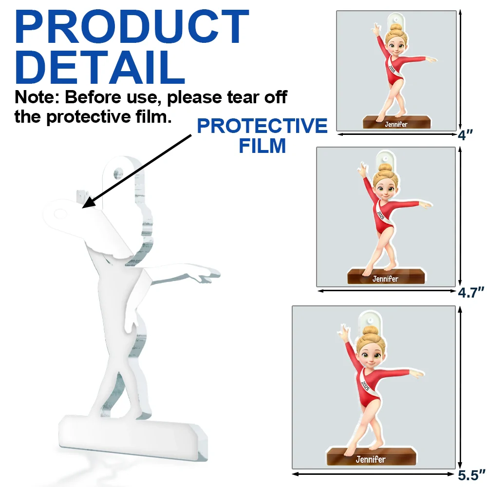 3D Effect Gymnastic Girl - Personalized Custom Shaped Acrylic Ornament - Image 6