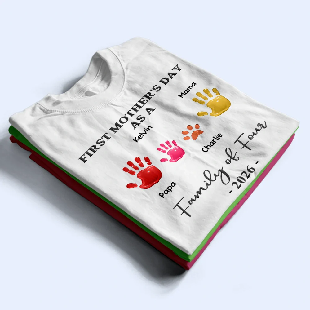 3D Effect Handprints Family - Personalized T Shirt - Image 2