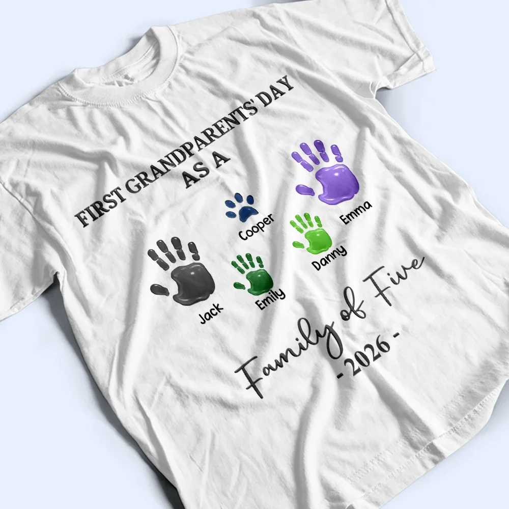 3D Effect Handprints Family - Personalized T Shirt - Image 3
