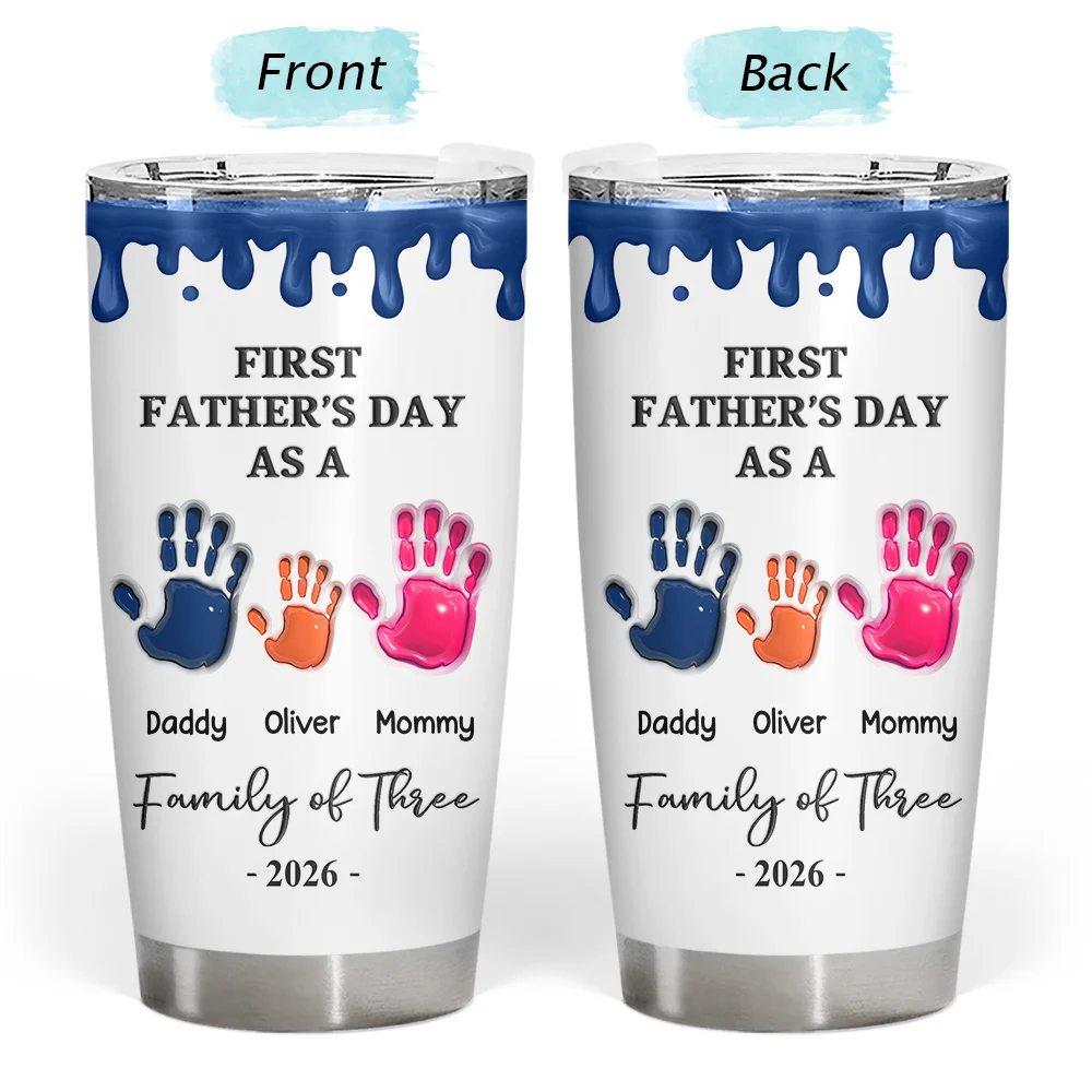 3D Effect Handprints Family - Personalized Tumbler - Image 3