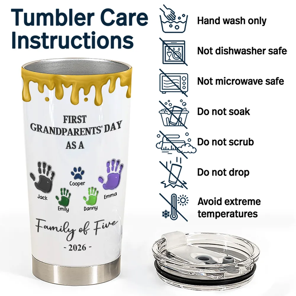 3D Effect Handprints Family - Personalized Tumbler - Image 5