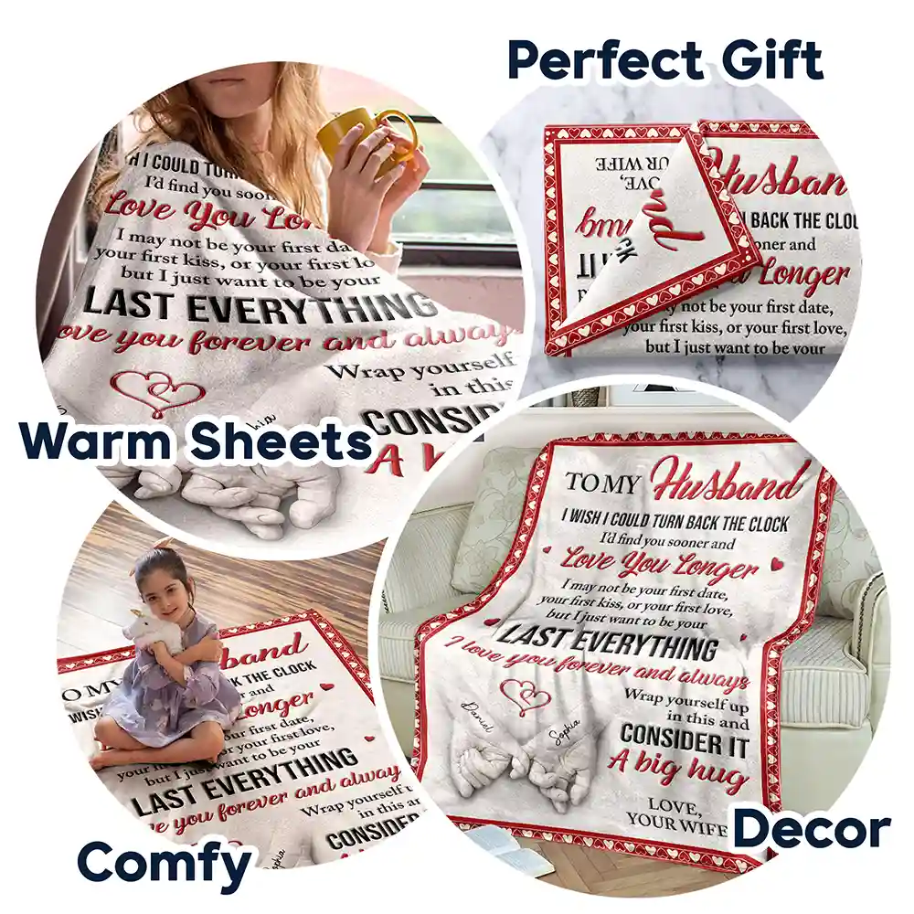3D Effect Holding Hands Couple I Wish I Could Turn Back The Clock - Personalized Fleece Blanket, Sherpa Blanket - Image 7