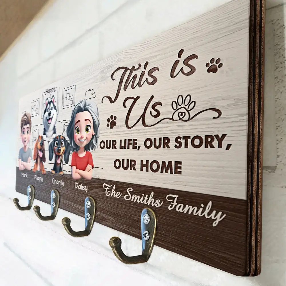 3D Effect Home Sweet Home - Personalized Wood Key Holder - Image 3