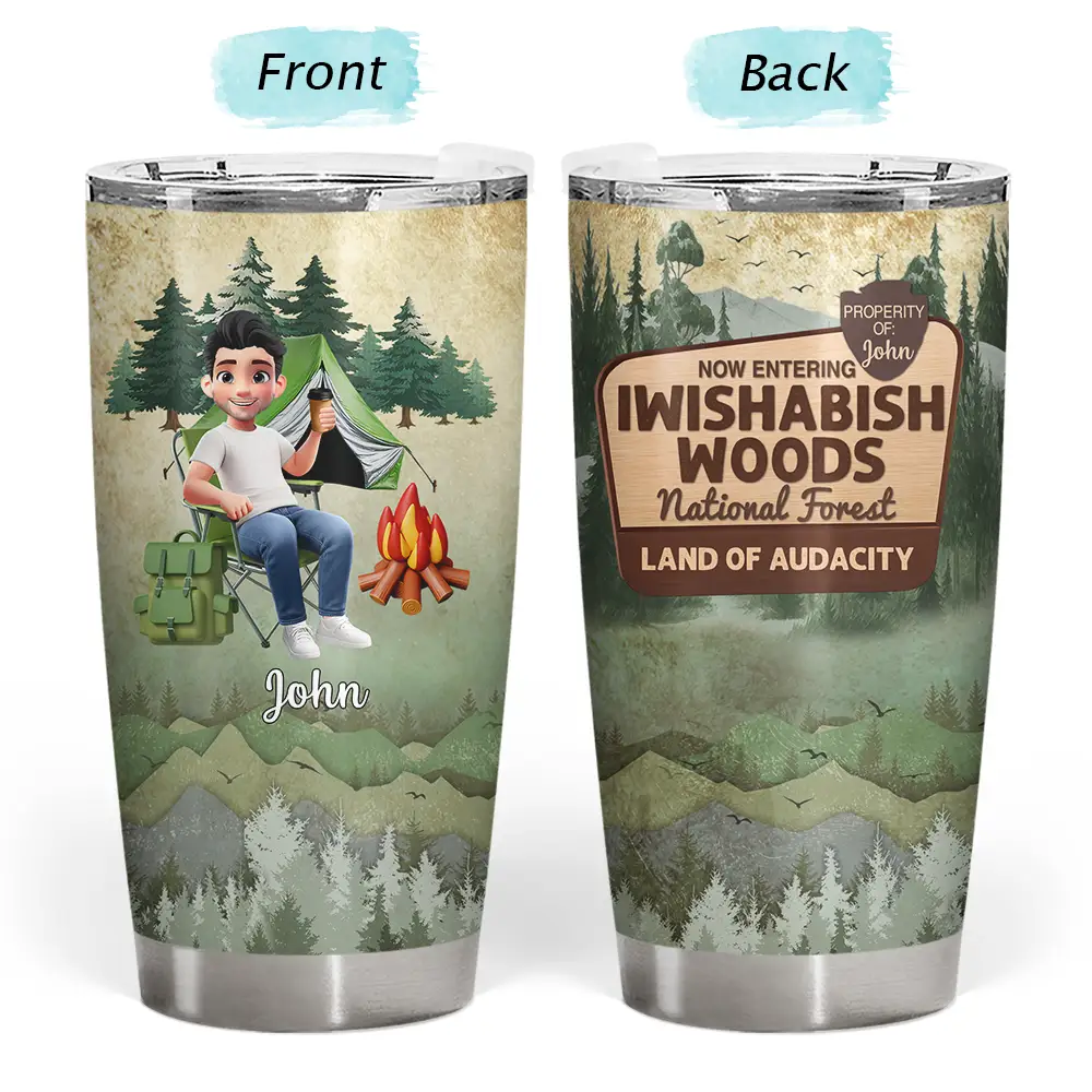 3D Effect Iwishabish Woods Camping - Personalized Tumbler - Image 3