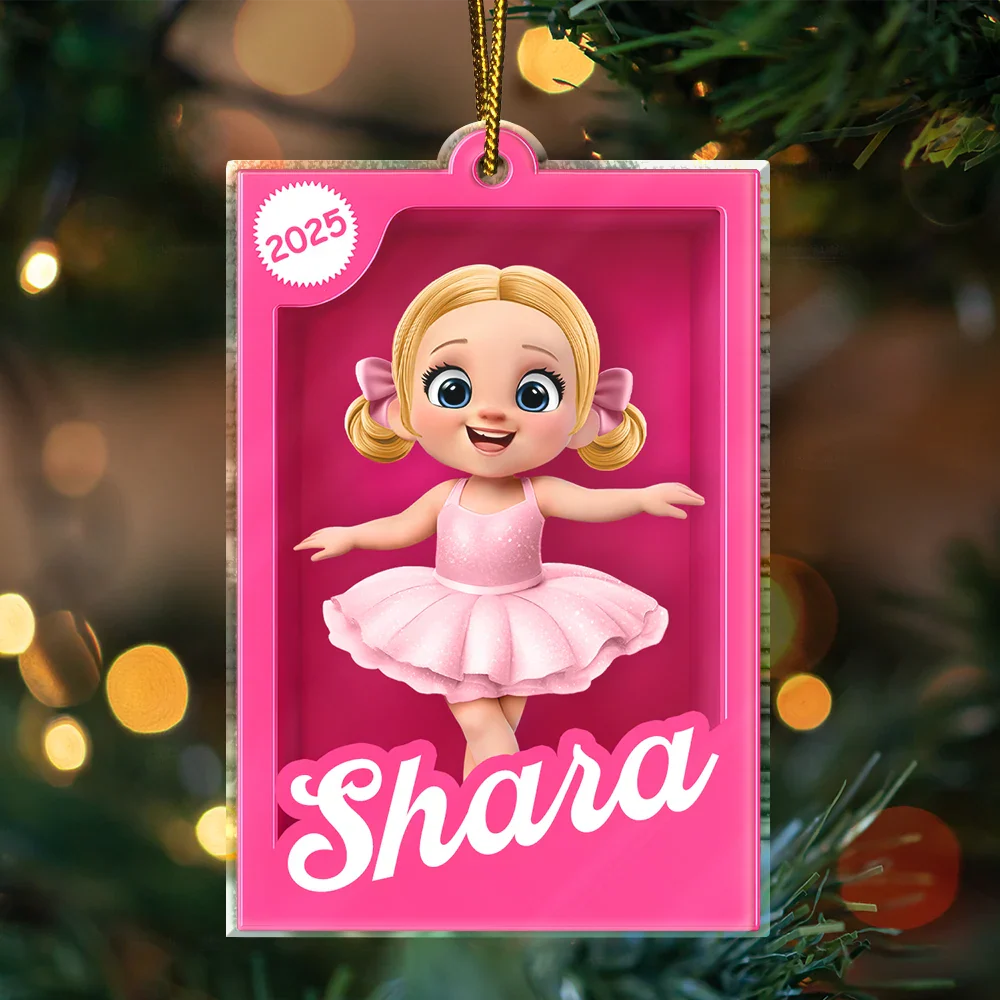 3D Effect Kid In Toy Box - Personalized Custom Shaped Acrylic Ornament - Image 3