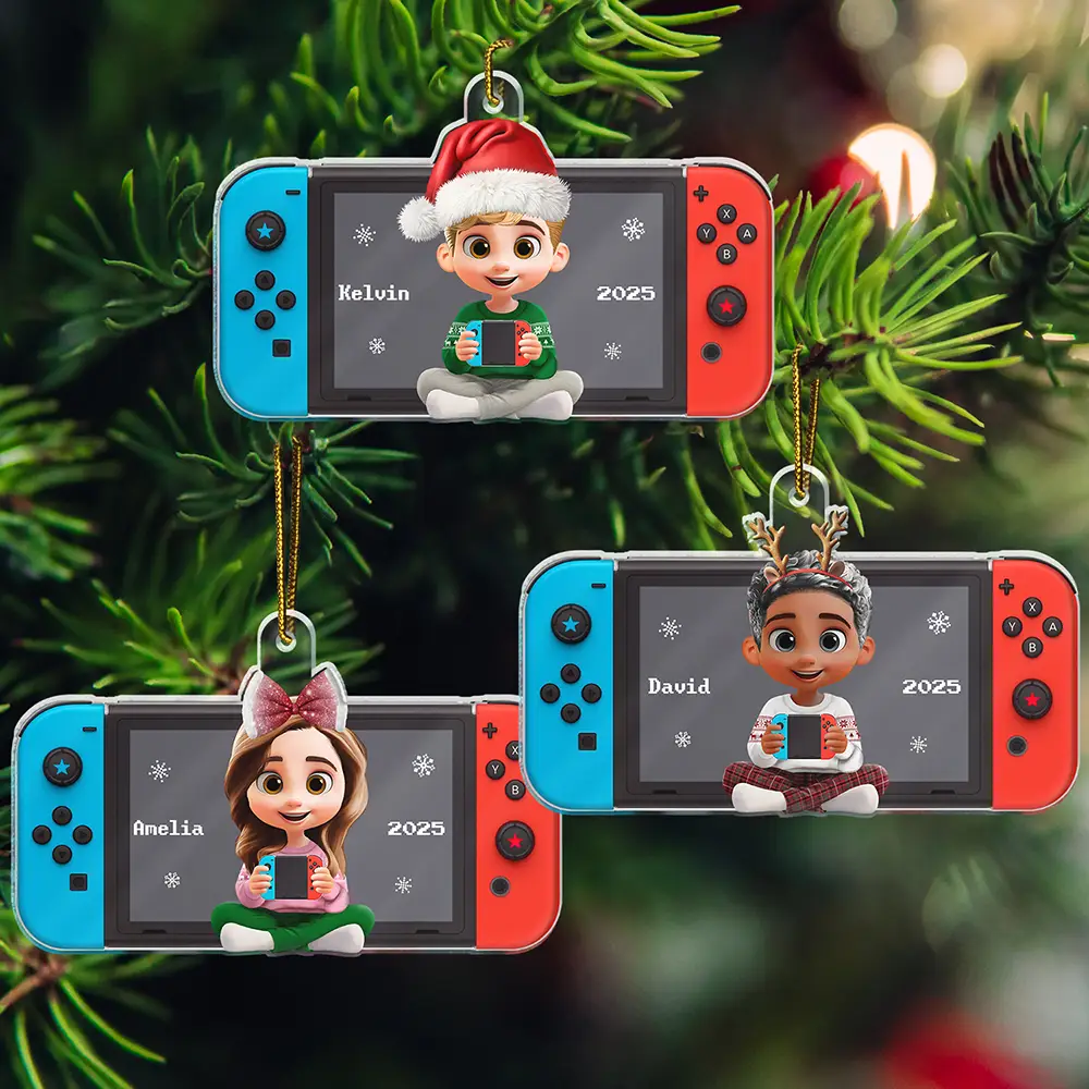3D Effect Kids Teens Gamer - Personalized Custom Shaped Acrylic Ornament - Image 2