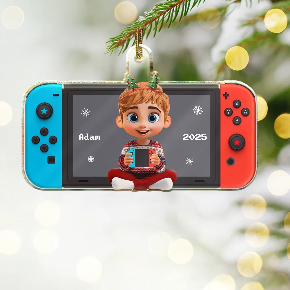 3D Effect Kids Teens Gamer - Personalized Custom Shaped Acrylic Ornament - Image 3