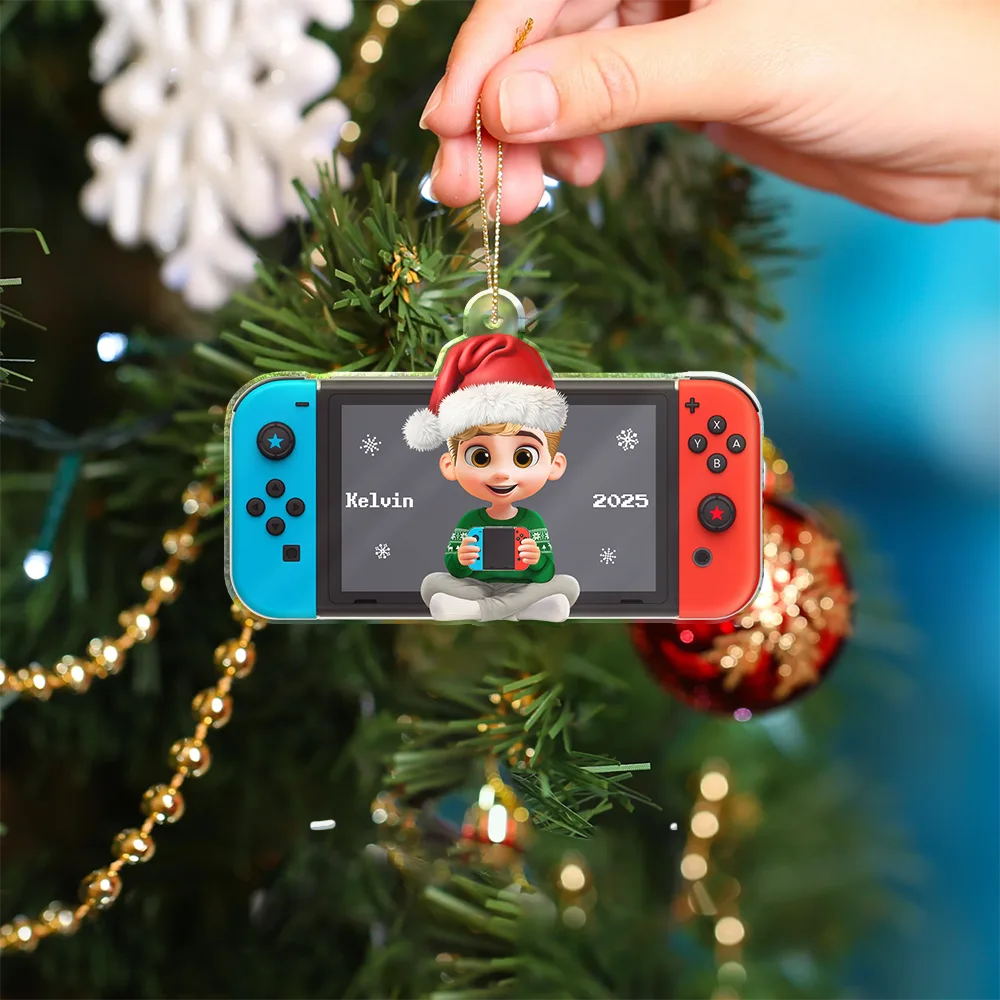 3D Effect Kids Teens Gamer - Personalized Custom Shaped Acrylic Ornament - Image 5