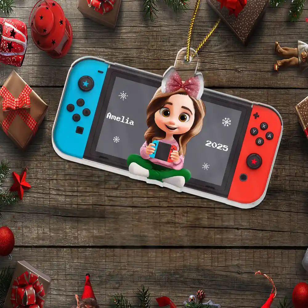 3D Effect Kids Teens Gamer - Personalized Custom Shaped Acrylic Ornament - Image 6