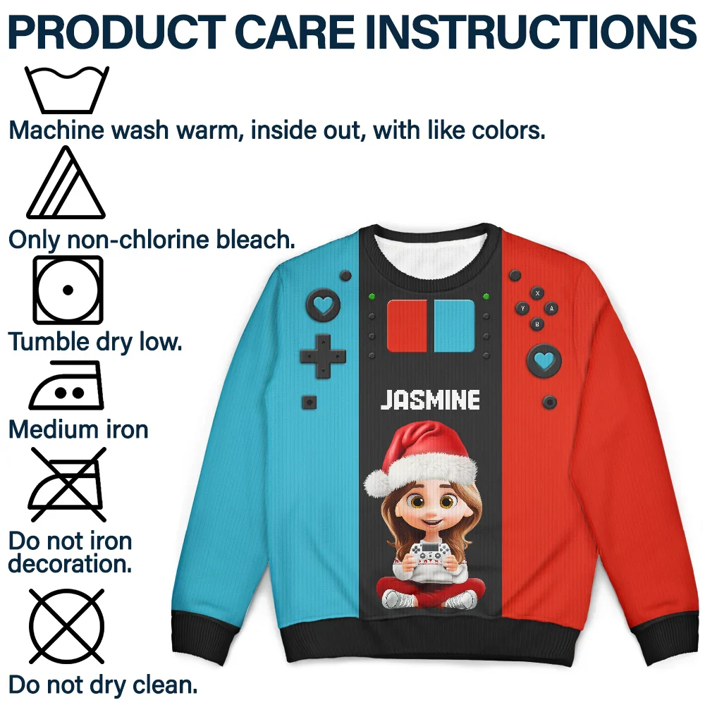 3D Effect Kids Gamer - Personalized Unisex Ugly Sweater - Image 7