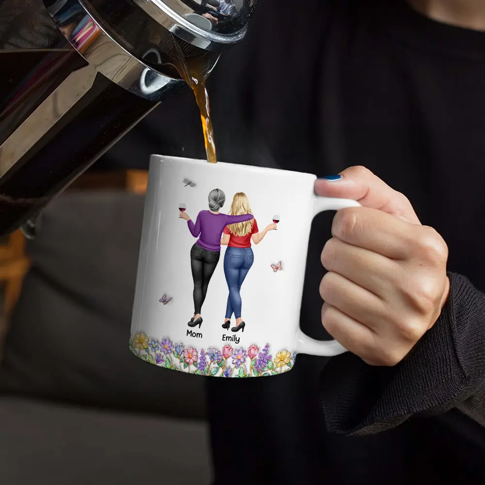 3D Effect Like Mother Like Daughter Oh Crap - Personalized White Edge-to-Edge Mug - Image 4