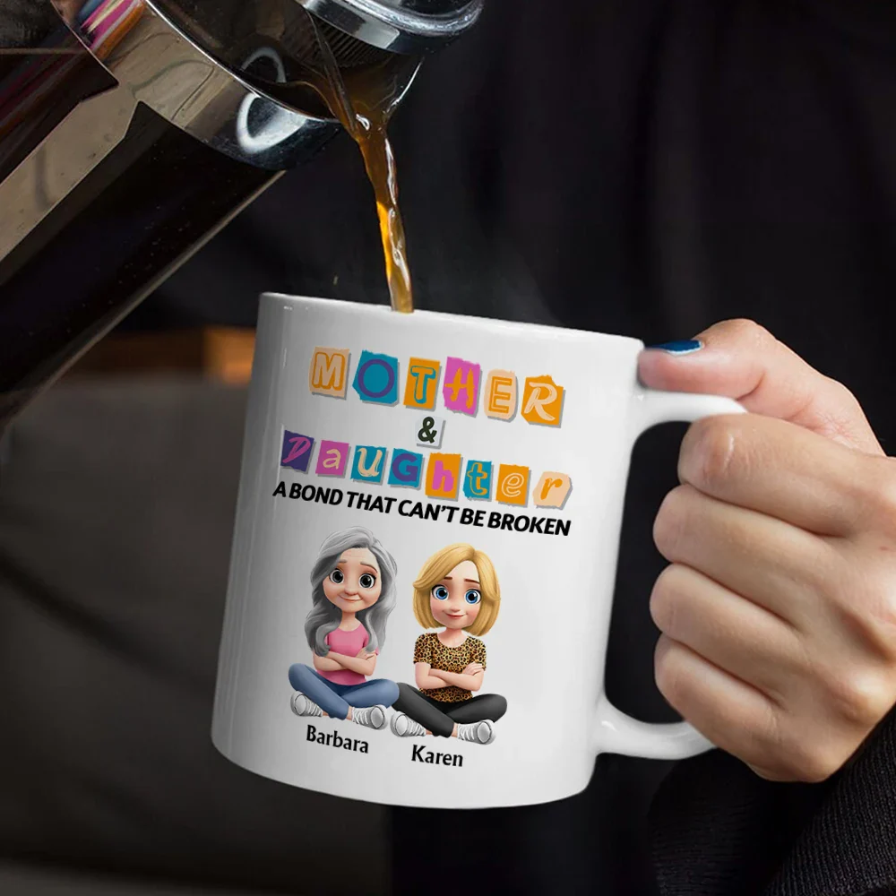 3D Effect Mother And Daughter Paper Cut Letters - Personalized Mug - Image 5