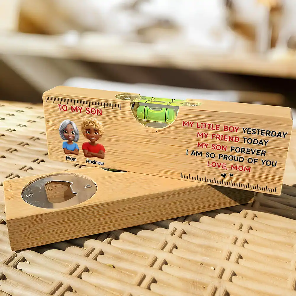 3D Effect My Little Boy Yesterday My Son Forever - Personalized Bottle Opener Wood Level - Image 3
