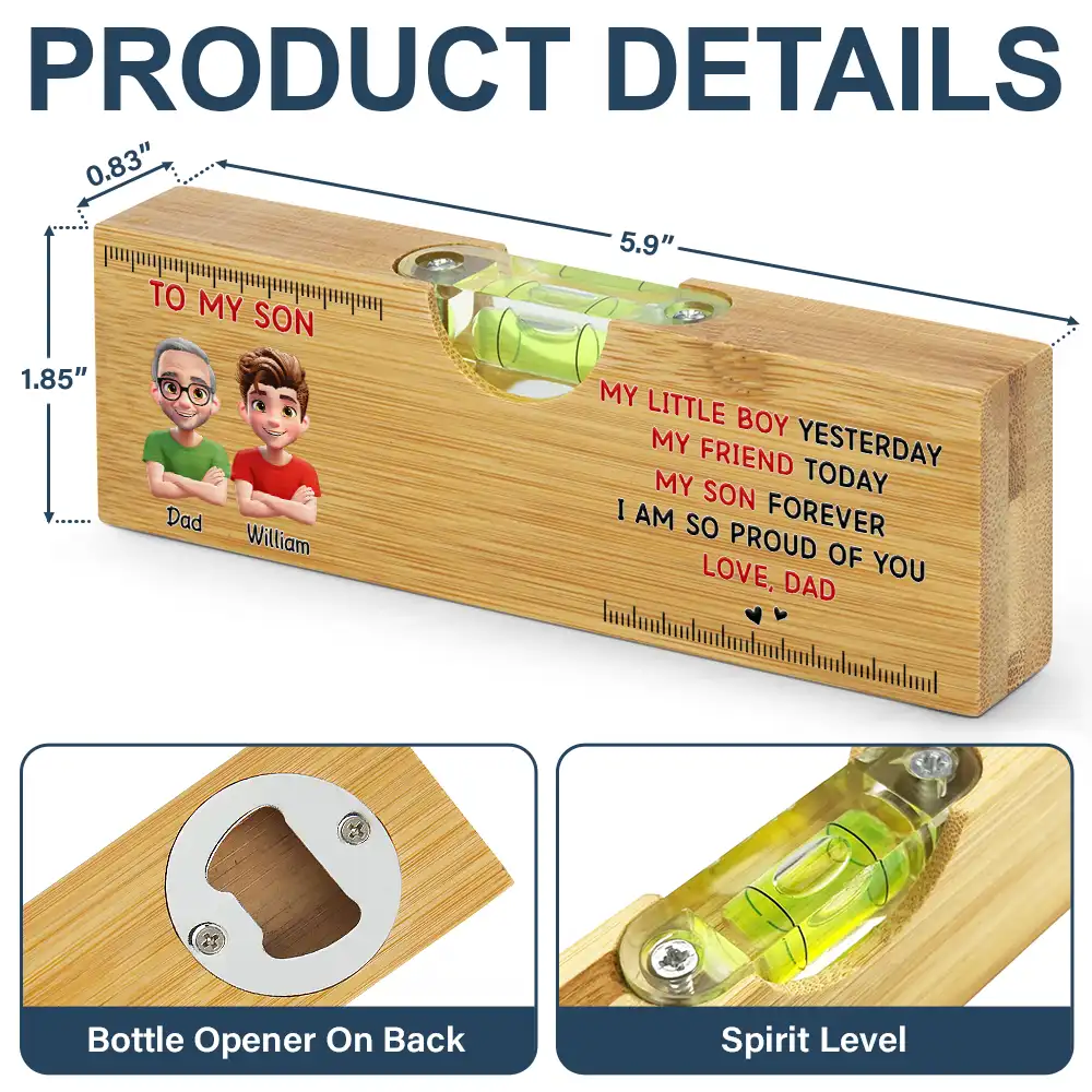 3D Effect My Little Boy Yesterday My Son Forever - Personalized Bottle Opener Wood Level - Image 6