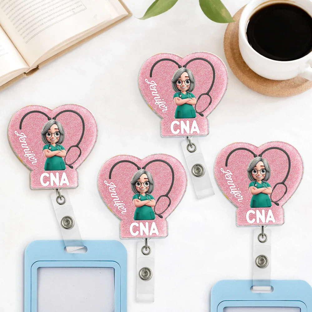 3D Effect Nurse Job Title Heart - Personalized Badge Reel - Image 4