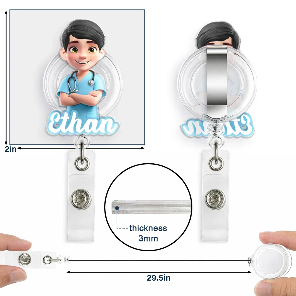 3D Effect Nurse Name - Personalized Badge Reel - Image 6