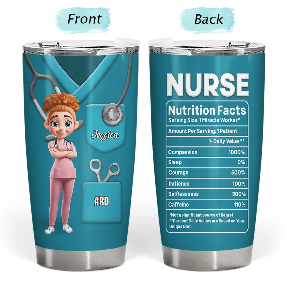 3D Effect Nurse Nutrition Facts - Personalized Tumbler - Image 3