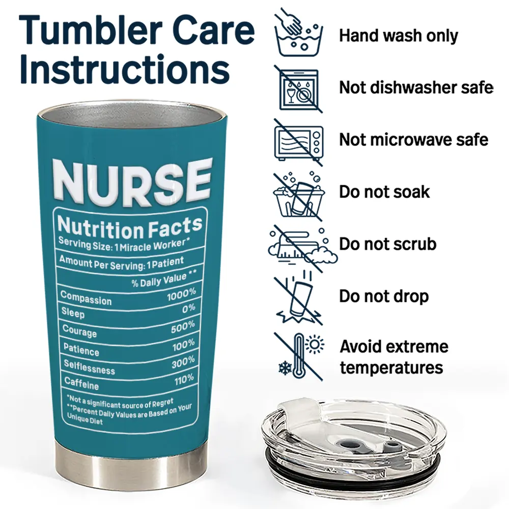 3D Effect Nurse Nutrition Facts - Personalized Tumbler - Image 5