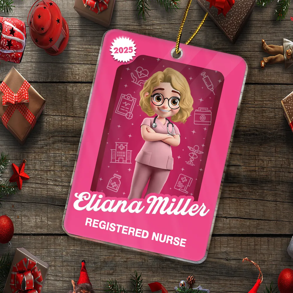 3D Effect Nurse Woman Man Toy Box - Personalized Custom Shaped Acrylic Ornament - Image 5