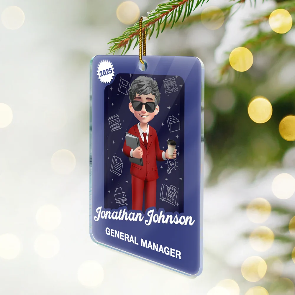 3D Effect Officer Woman Man Toy Box - Personalized Custom Shaped Acrylic Ornament - Image 2