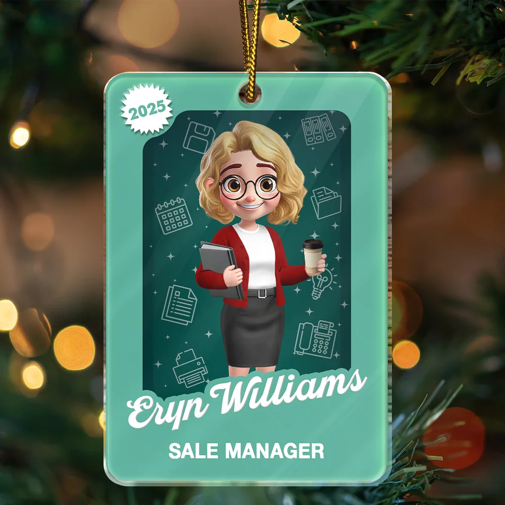 3D Effect Officer Woman Man Toy Box - Personalized Custom Shaped Acrylic Ornament - Image 3