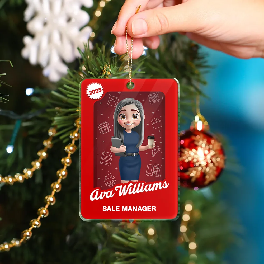 3D Effect Officer Woman Man Toy Box - Personalized Custom Shaped Acrylic Ornament - Image 4