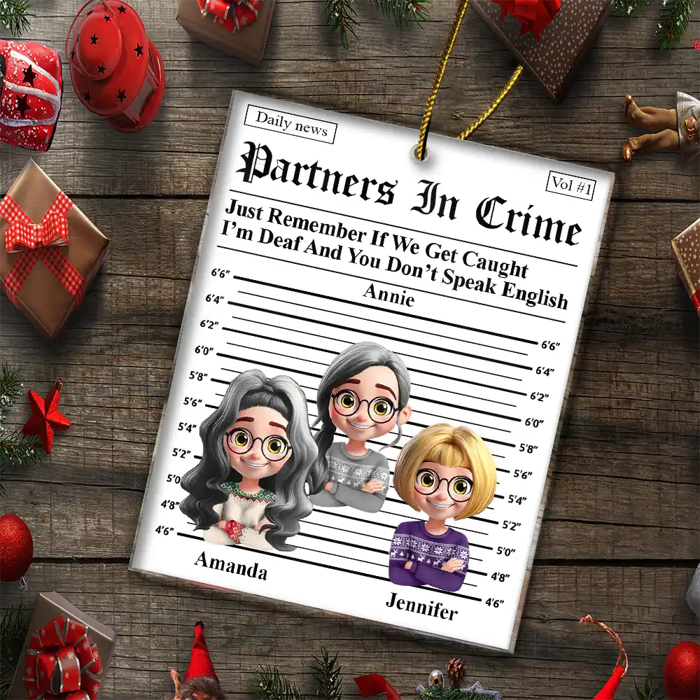 3D Effect Partners In Crime Daily News - Personalized Custom Shaped Acrylic Ornament - Image 5