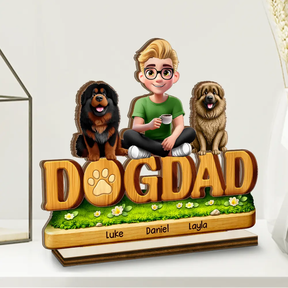 3D Effect Pet Mom Pet Dad - Personalized Custom Shaped Wooden Plaque - Image 2