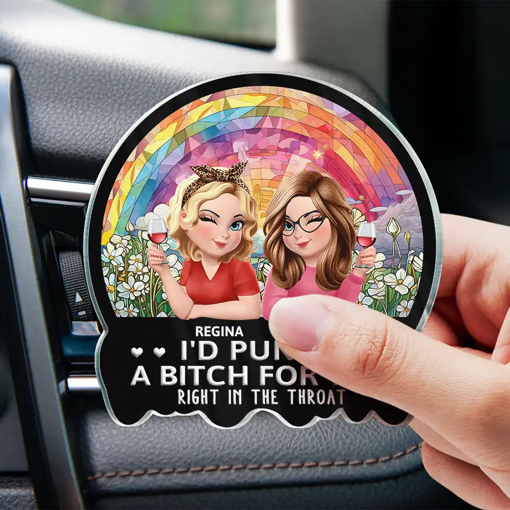 3D Effect Right In The Throat Sisters Besties - Personalized Acrylic Car Vent Clip - Image 4