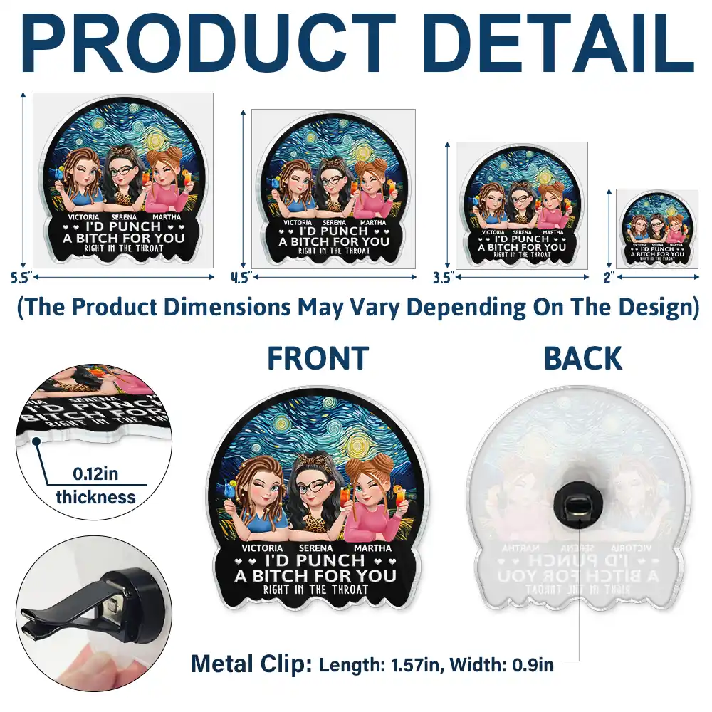 3D Effect Right In The Throat Sisters Besties - Personalized Acrylic Car Vent Clip - Image 5