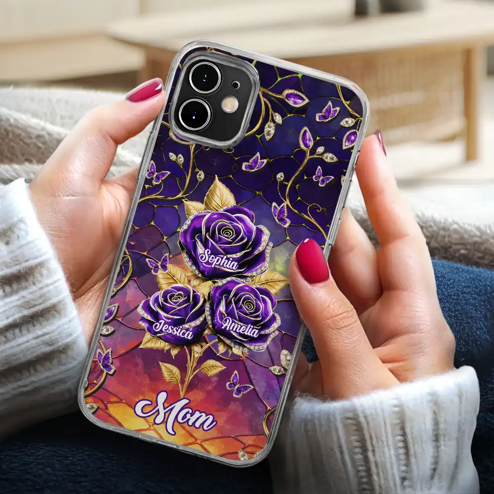 3D Effect Roses Mom’s Everlasting Love - Personalized Clear Phone Case - Image 3