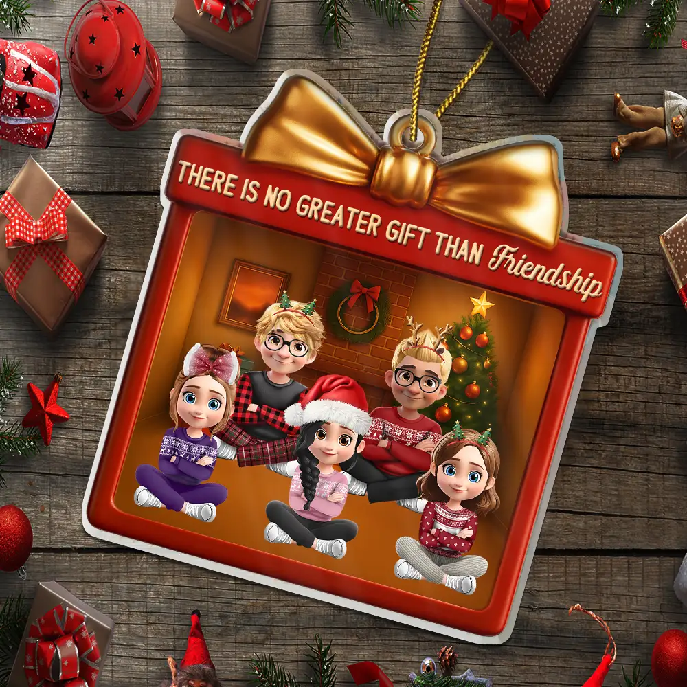 3D Effect Sitting There Is No Greater Gift Than Friendship - Personalized Custom Shaped Acrylic Ornament - Image 5