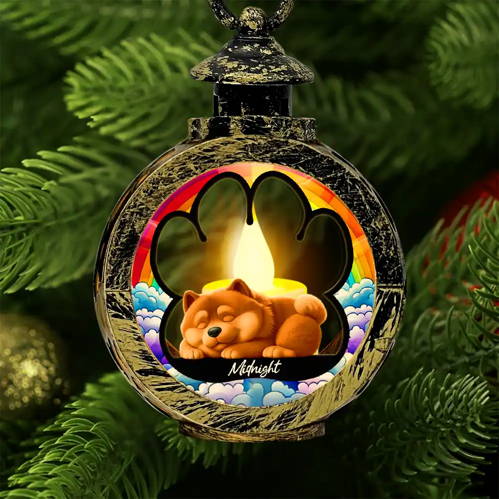3D Effect Sleeping Dog - Personalized Candlelight Lantern Ornament - Image 2