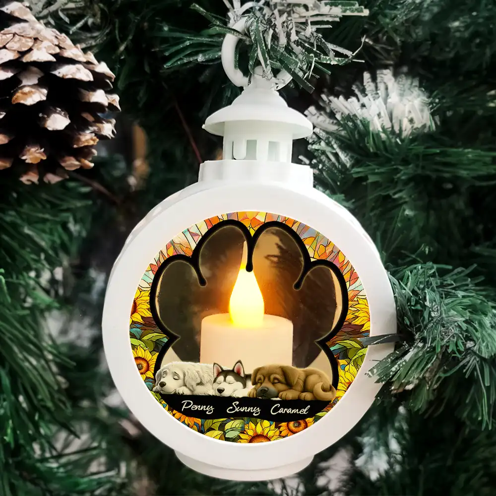 3D Effect Sleeping Dog - Personalized Candlelight Lantern Ornament - Image 4
