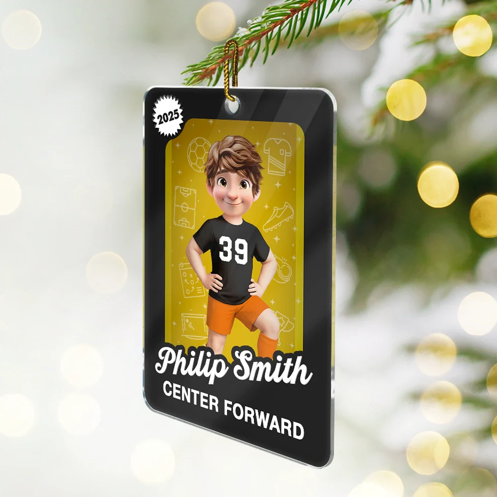 3D Effect Soccer Player Toy Box - Personalized Custom Shaped Acrylic Ornament - Image 2