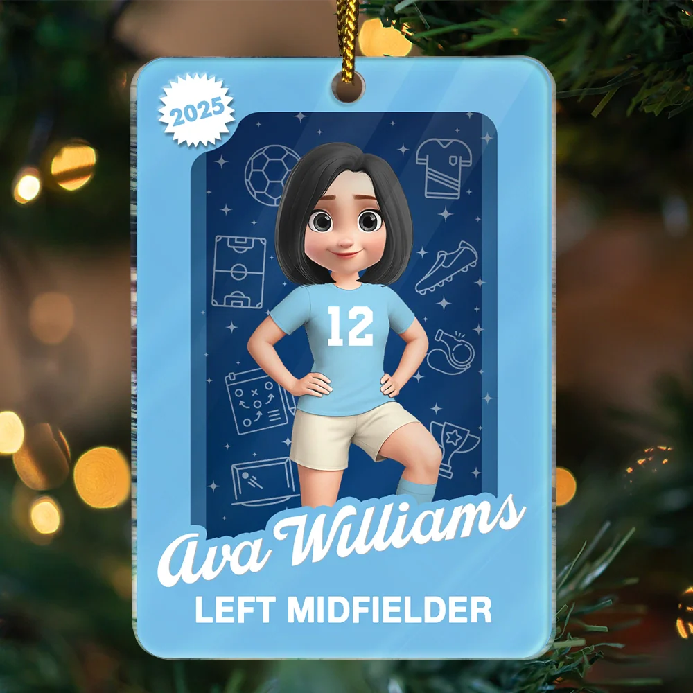 3D Effect Soccer Player Toy Box - Personalized Custom Shaped Acrylic Ornament - Image 3