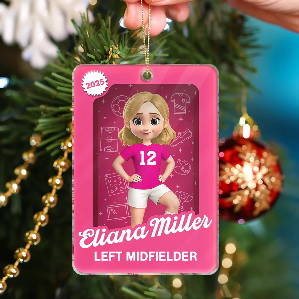 3D Effect Soccer Player Toy Box - Personalized Custom Shaped Acrylic Ornament - Image 4