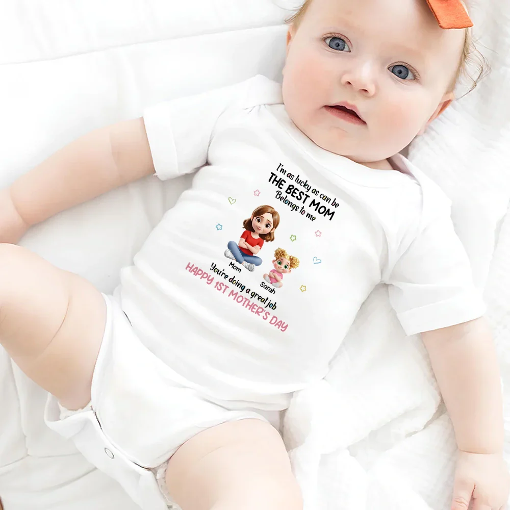 3D Effect The Best Mom Belongs To Me - Personalized Baby Onesie - Image 5