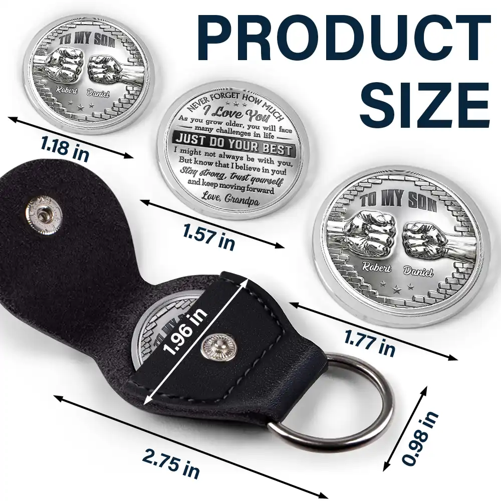 3D Effect To My Son Just Do Your Best - Personalized Leather Pocket Hug - Image 5