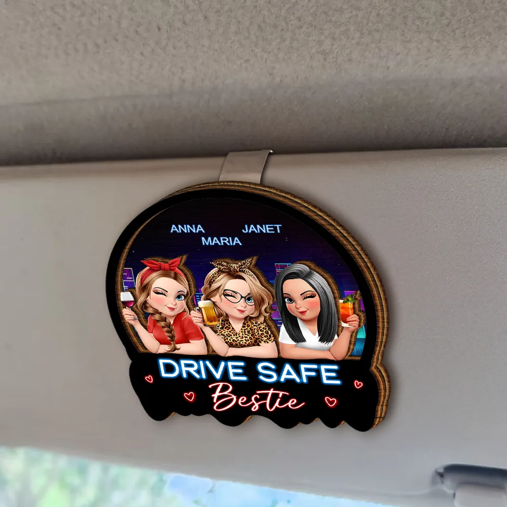 3D Effect Turban Besties Drive Safe I Love You - Personalized Custom Shaped Car Visor Clip - Image 2